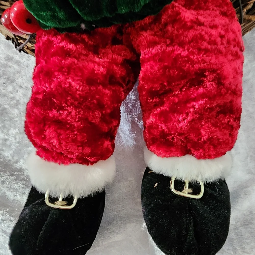 Festive Santa Holiday Wreath with Red and Green Accents Christmas Cottagecore